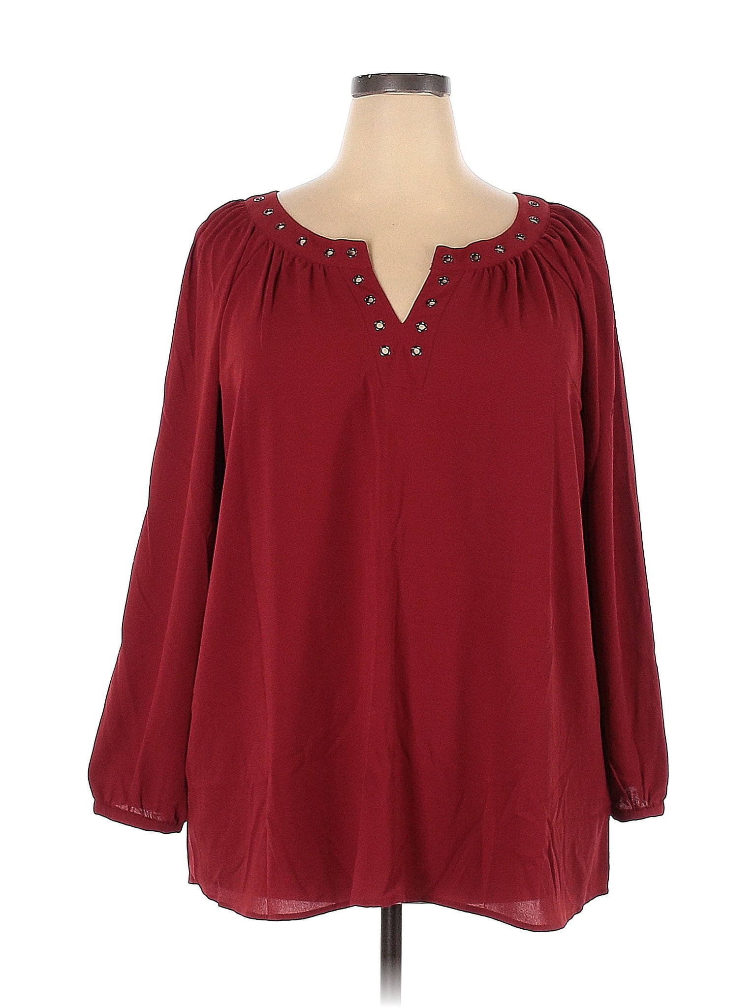 Avenue Burgundy Long Sleeve Blouse Size 22 24 Plus Plus 71 Off