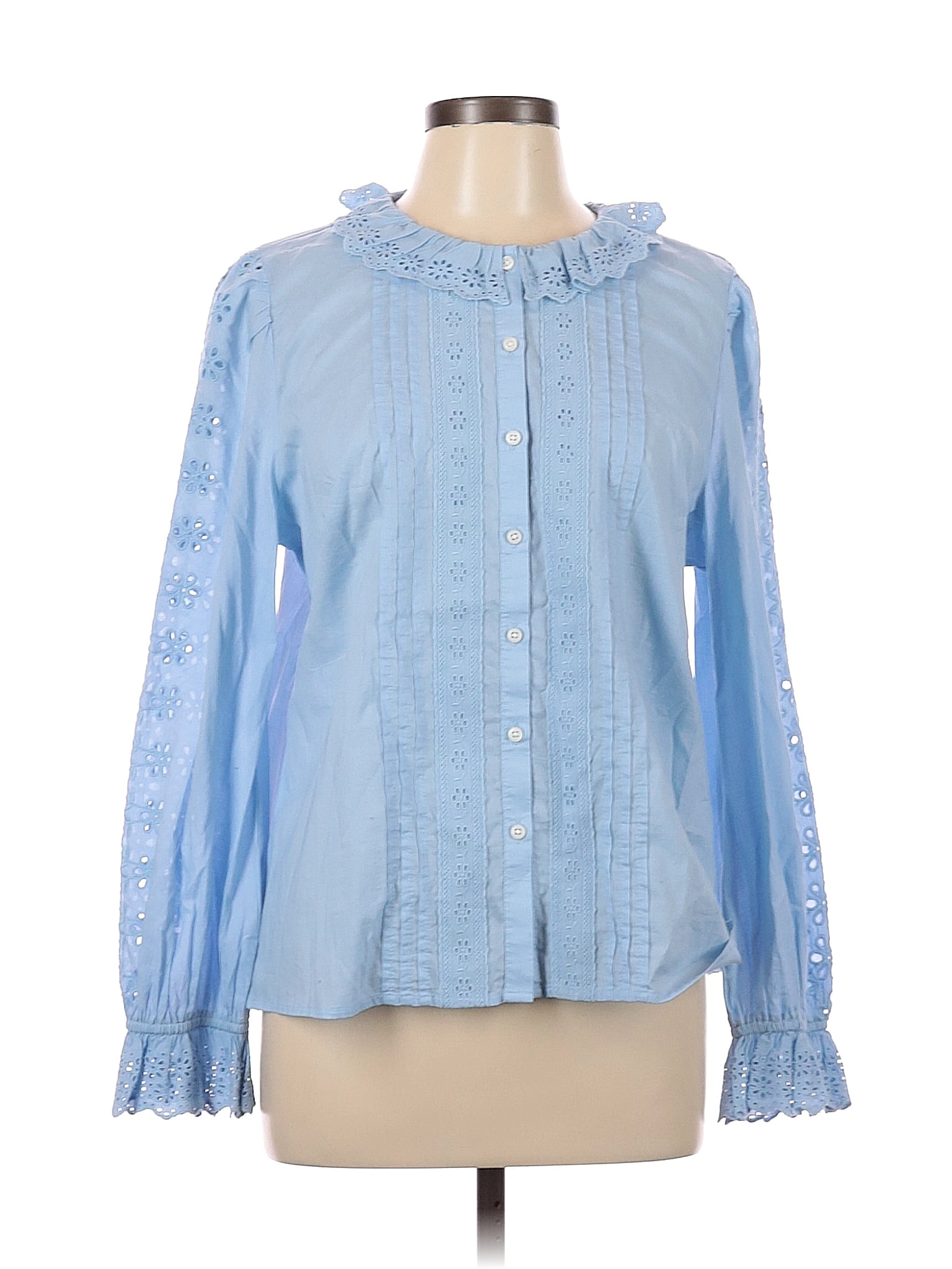 J.Crew 100% Cotton Blue Long Sleeve Button-Down Shirt Size L - 73% off ...