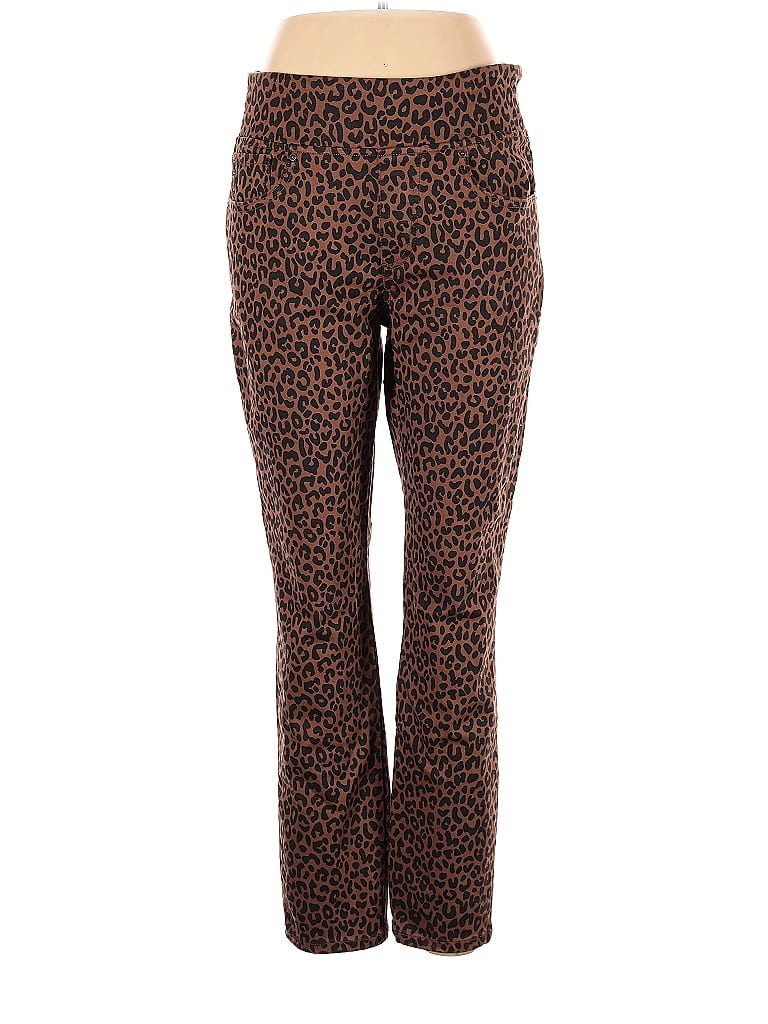 Belle By Kim Gravel Leopard Print Multi Color Brown Leggings Size 12 - photo 1