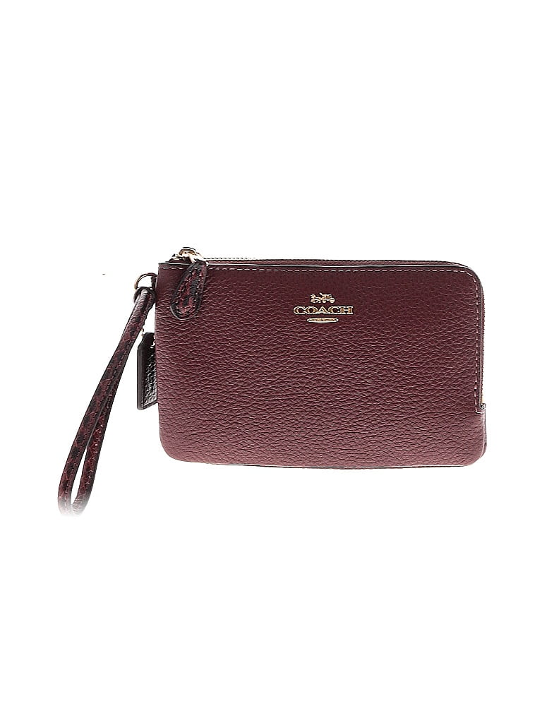 Coach Solid Burgundy Leather Wristlet One Size - photo 1