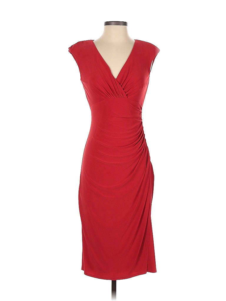 Lauren By Ralph Lauren Solid Red Cocktail Dress Size 2 - 72% Off 