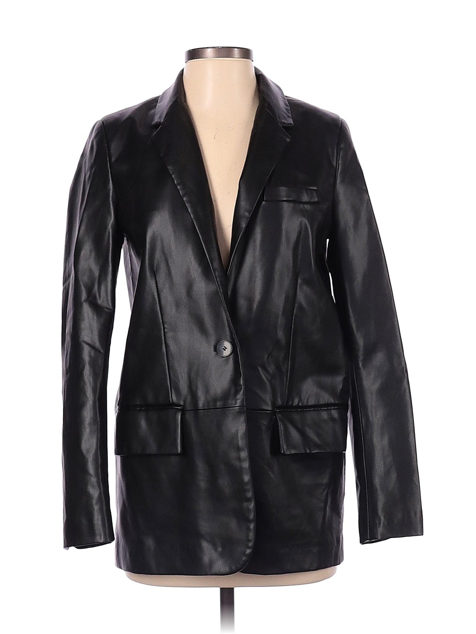 Zara 100 Polyurethane Black Faux Leather Jacket Size XS 34 off