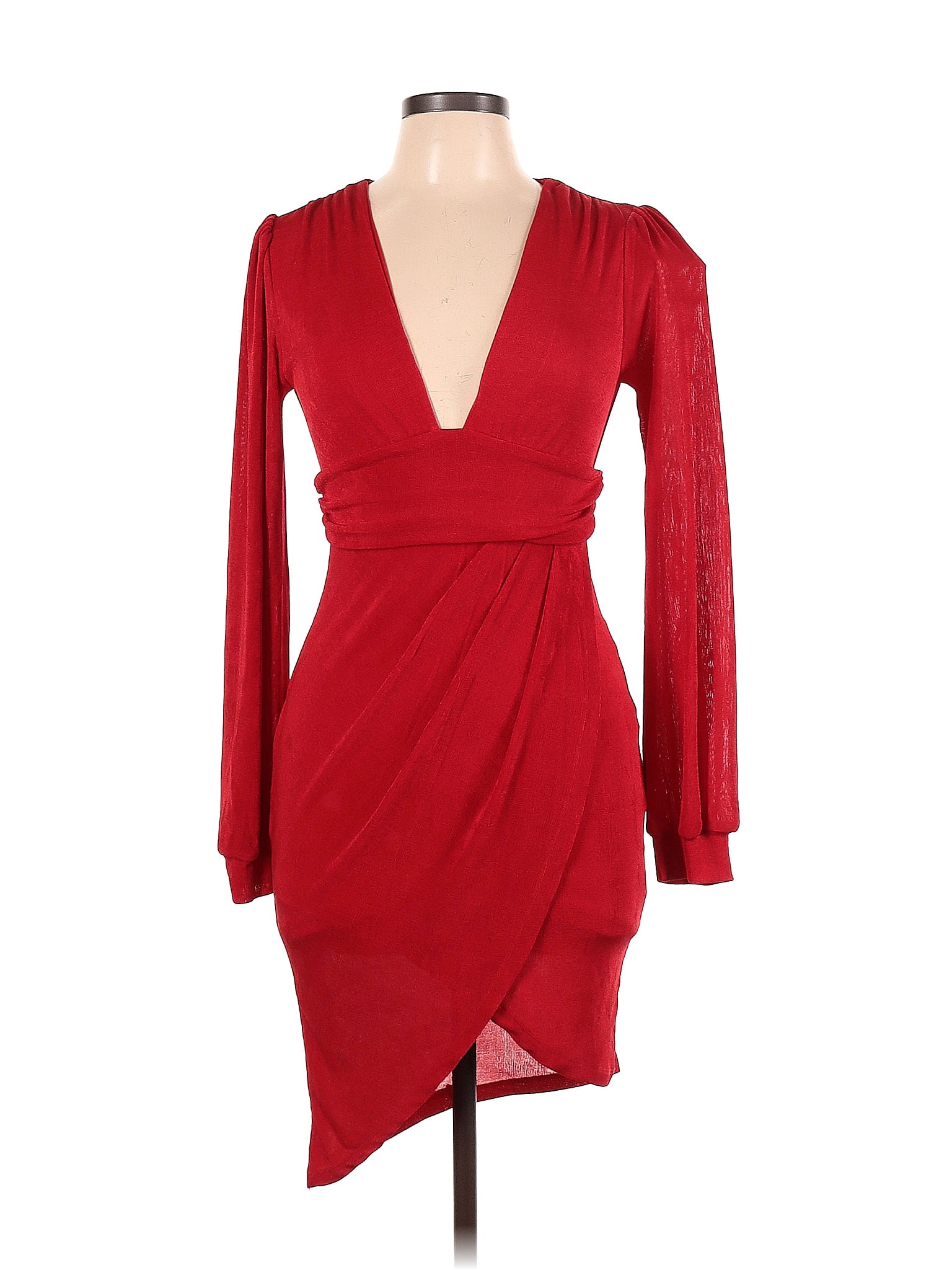 Hello Molly 100 Polyester Solid Red Cocktail Dress Size M 54 Off