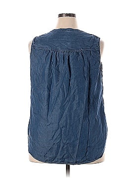 Kaari Blue Sleeveless Button-Down Shirt (view 2)
