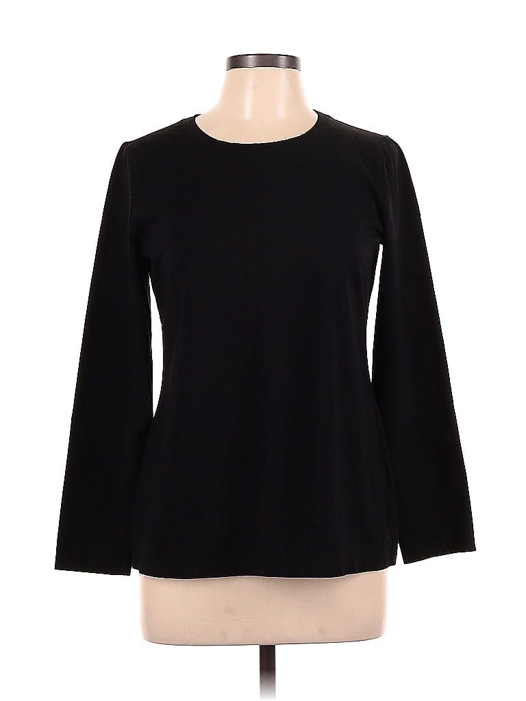 Susan Graver Solid Black Long Sleeve T-Shirt Size M - photo 1