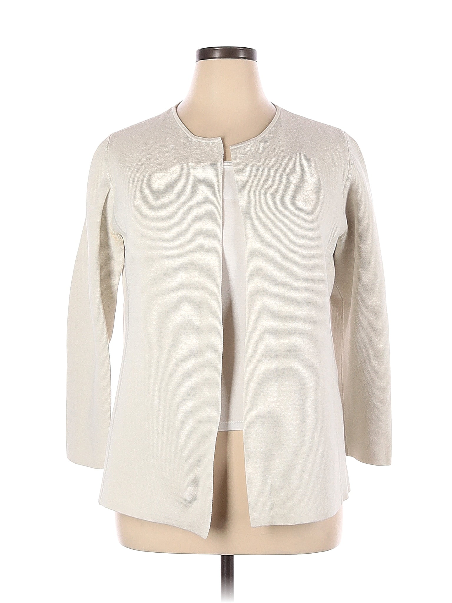 Eileen Fisher Color Block Solid Ivory Cardigan Size XL 76 off ThredUp