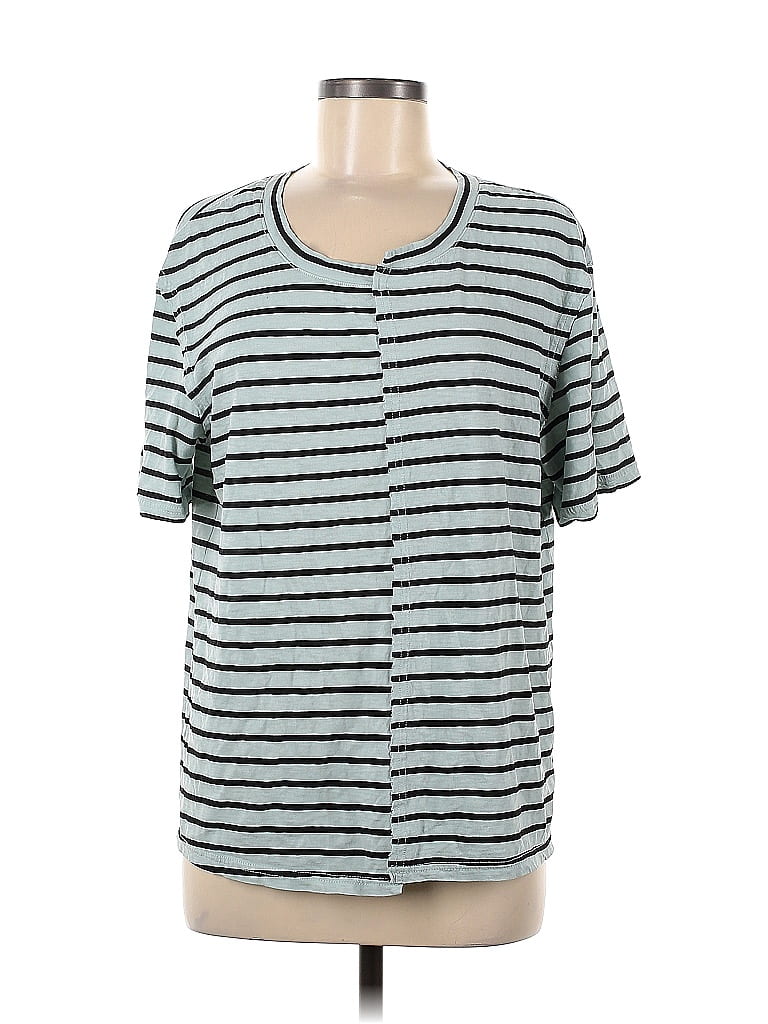 Pre-owned Splendid Short Sleeve Henley Shirt In Blue