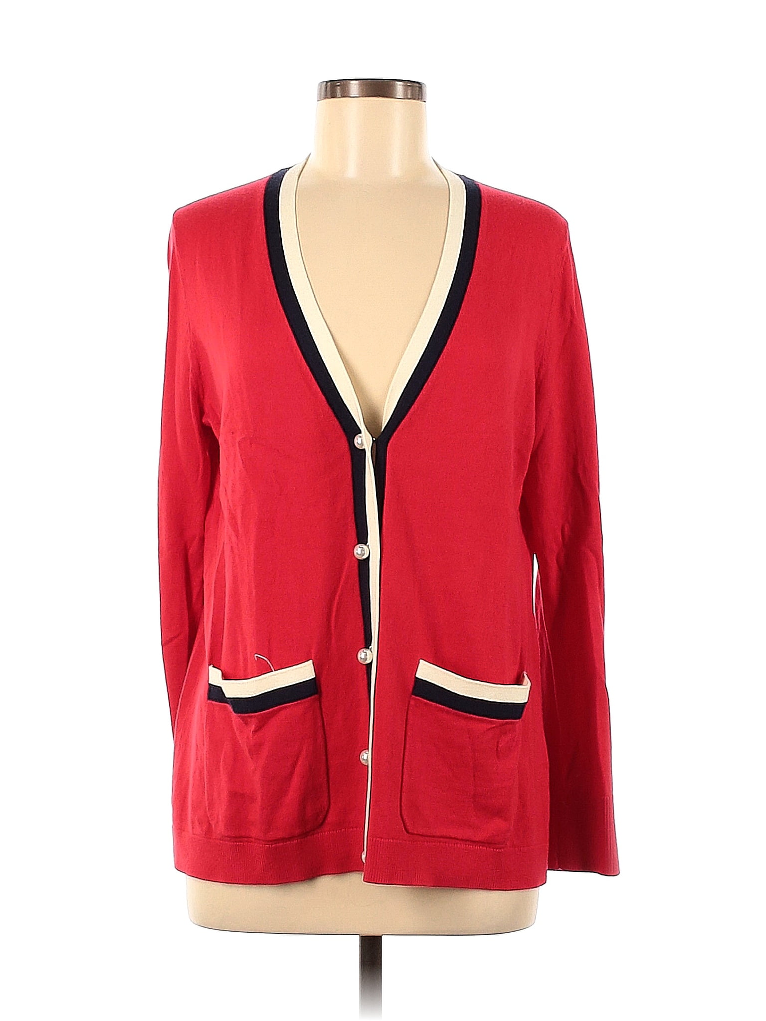 Talbots Color Block Solid Red Cardigan Size M 75 Off Thredup