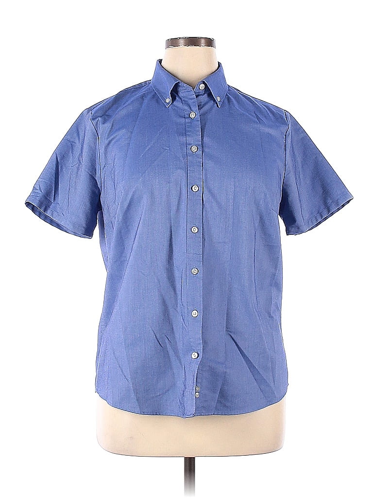 Lands' End Blue Short Sleeve Button-Down Shirt Size 16 - 68% off | thredUP