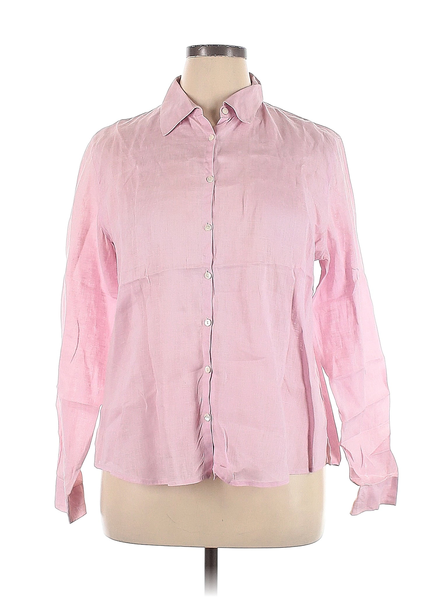 Brooks Brothers 346 100% Linen Pink Long Sleeve Button-Down Shirt Size ...