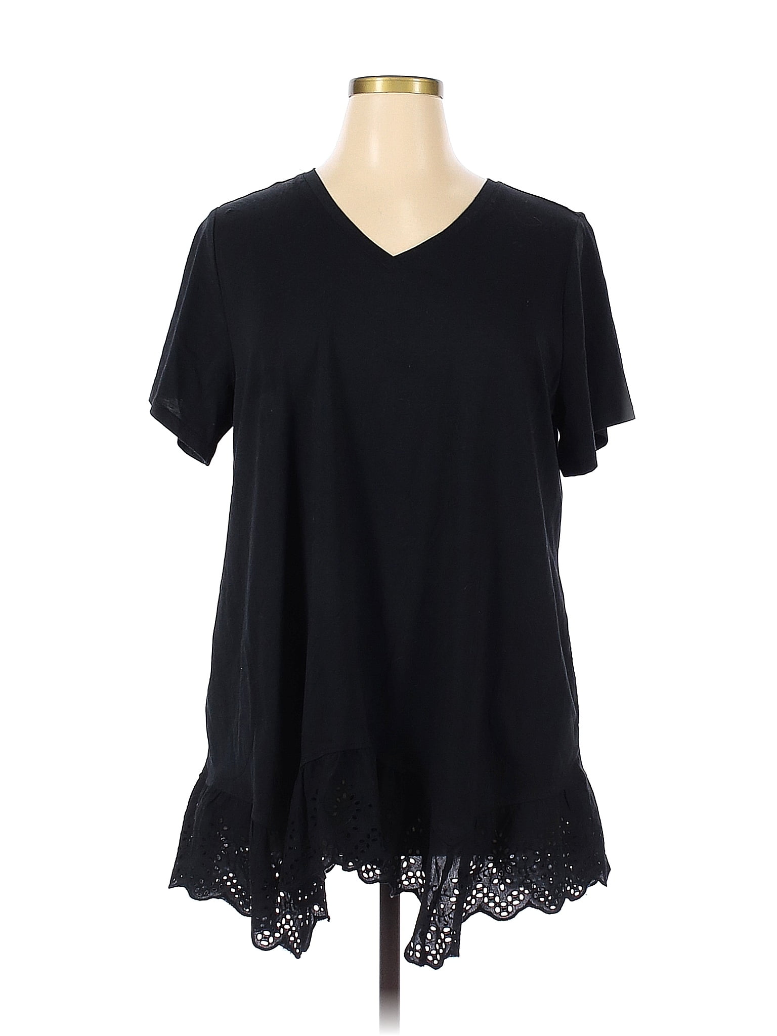 LOGO by Lori Goldstein Black Short Sleeve Blouse Size XL - 69% off ...