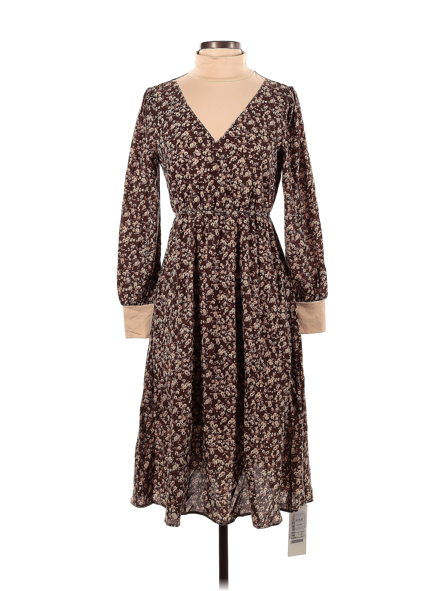 Unbranded Floral Multi Color Brown Casual Dress Size M - 49% off | thredUP