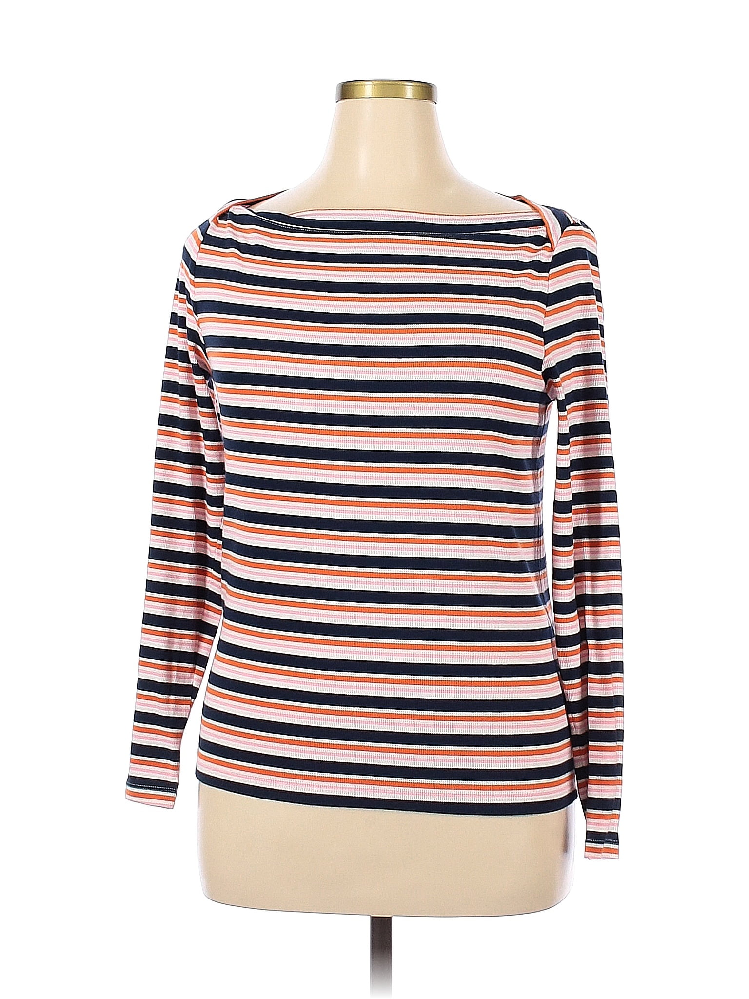 Ann Taylor Loft Color Block Stripes Pink Long Sleeve T Shirt Size Xl