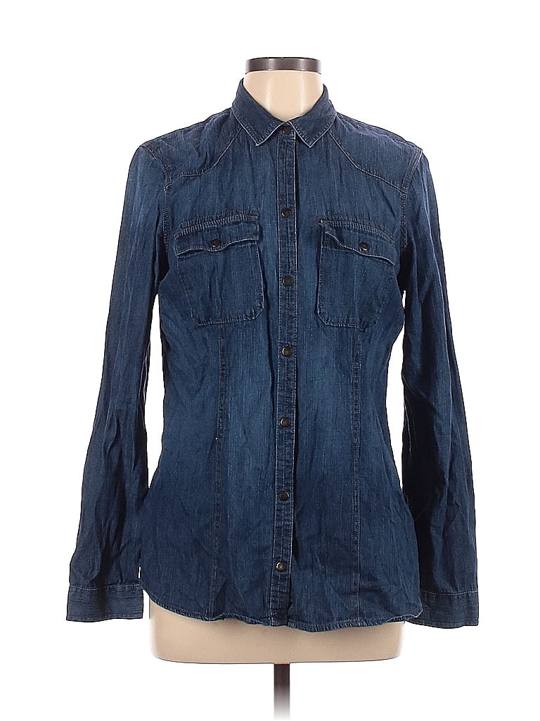 Eddie Bauer long-sleeved button-down denim shirt, men's size XL cotton blue type Vintage Second Hand main image 0