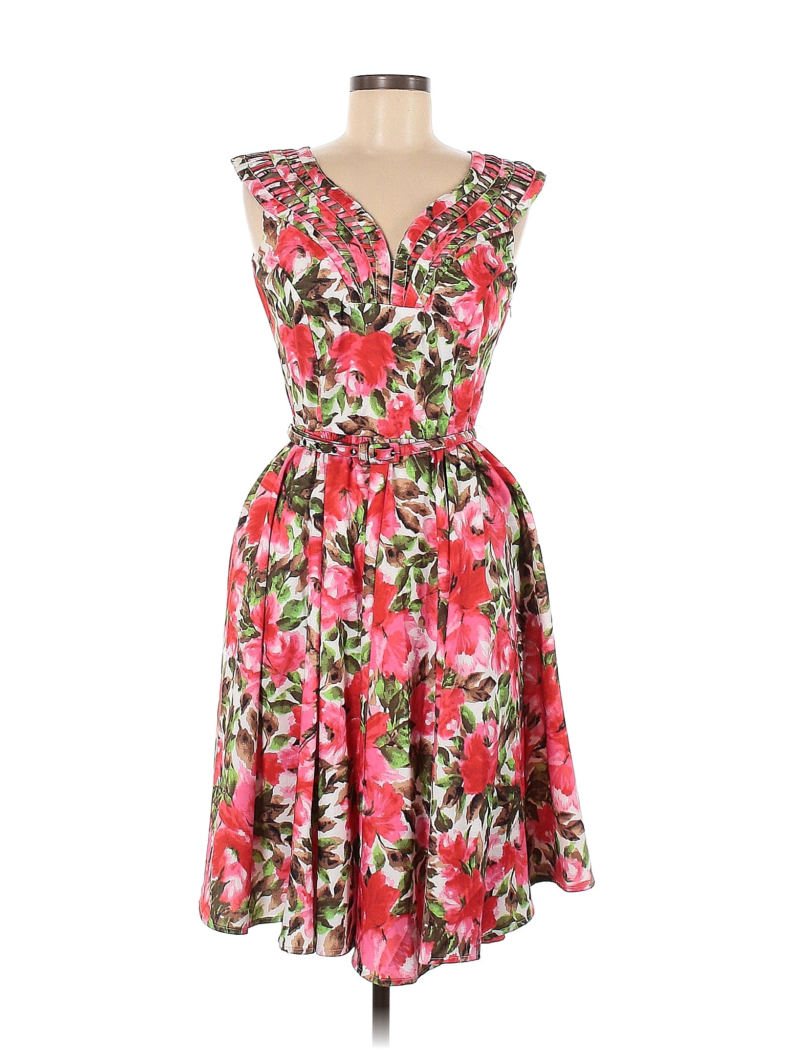 Unique Vintage Floral Multi Color Pink Cocktail Dress Size M - 64% off ...