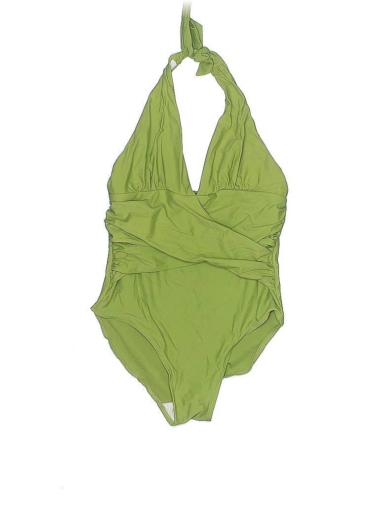 White Stag Solid Green One Piece Swimsuit Size L 26 Off Thredup