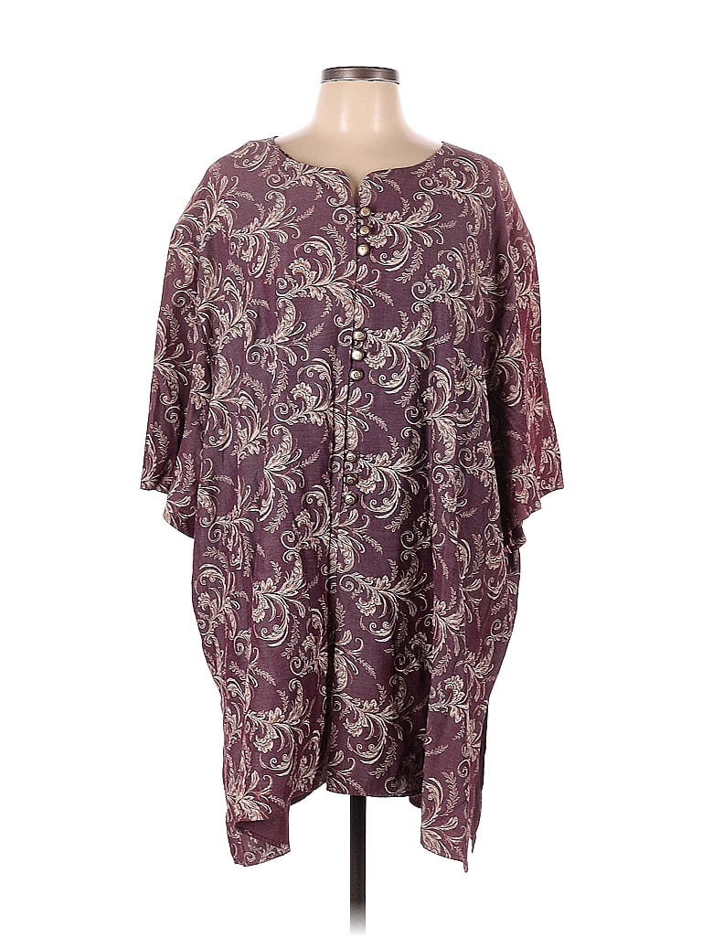 Ivory Rose Purple Short Sleeve Blouse Size 34W (Plus) - 52% off | thredUP