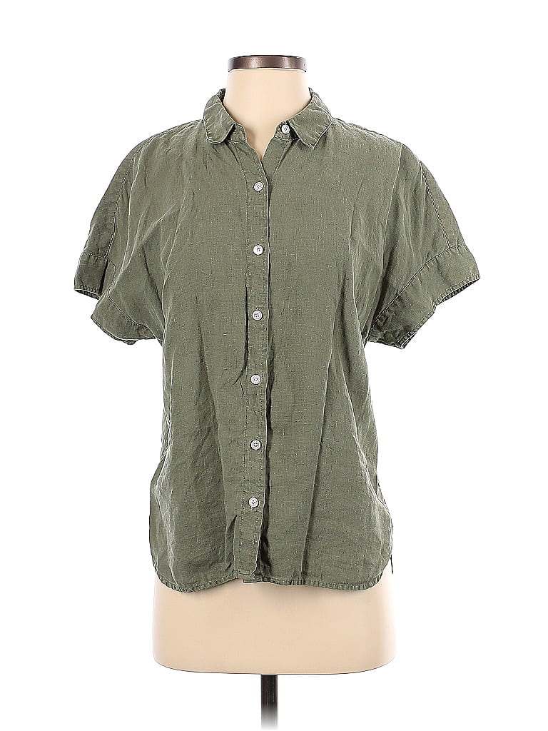 Tommy Bahama 100% Linen Checkered-gingham Green Short Sleeve Button-Down Shirt Size S - photo 1
