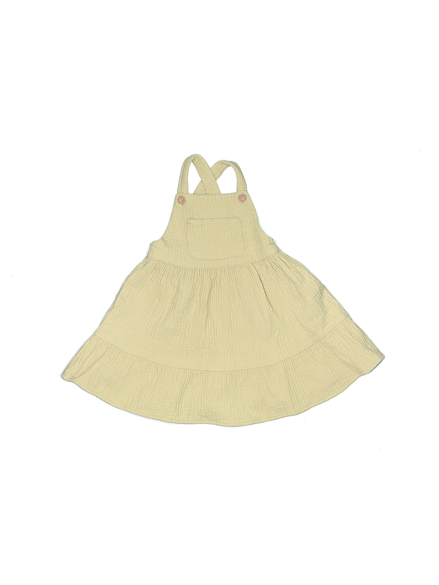 Zara 100 Cotton Solid Yellow Dress Size 1824 mo 50 off thredUP