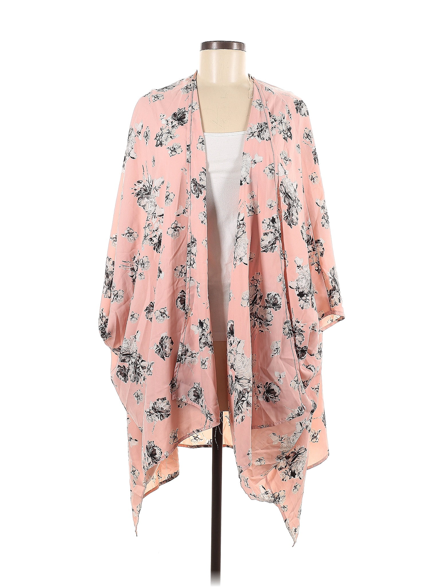 Pink Blush 100% Polyester Floral Pink Kimono Size M - 52% off | ThredUp