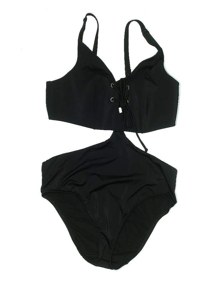 Swim By Cacique Solid Black One Piece Swimsuit Size 14 60 Off Thredup