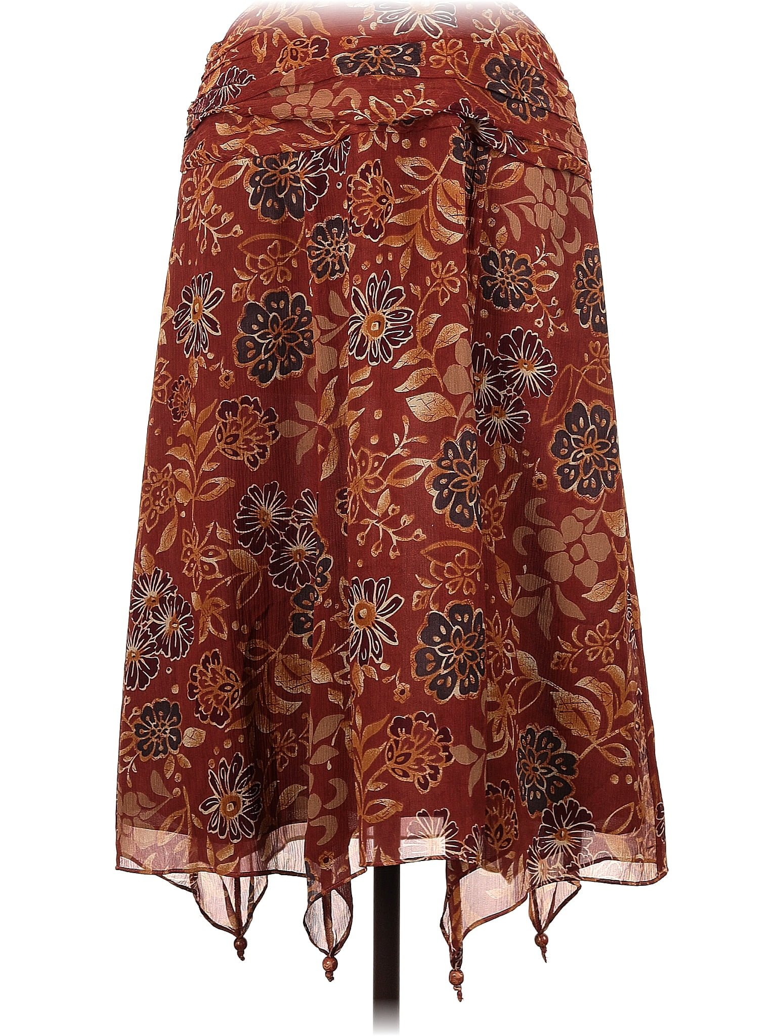 Coldwater Creek 100% Silk Floral Burgundy Silk Skirt Size M - 60% off ...