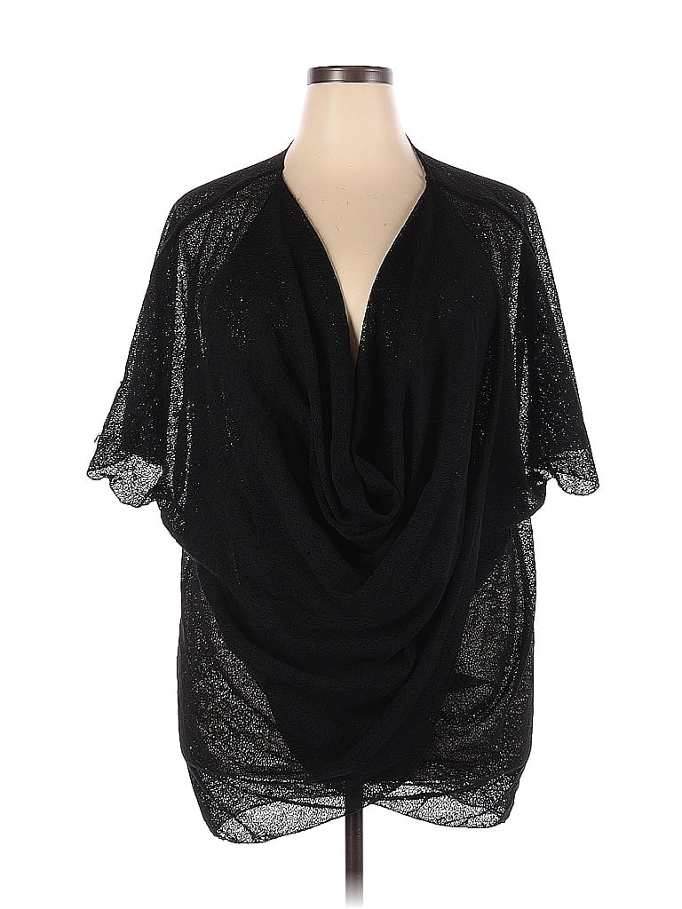 Colleen Lopez 100% Polyester Solid Black Short Sleeve Blouse Size 2X ...