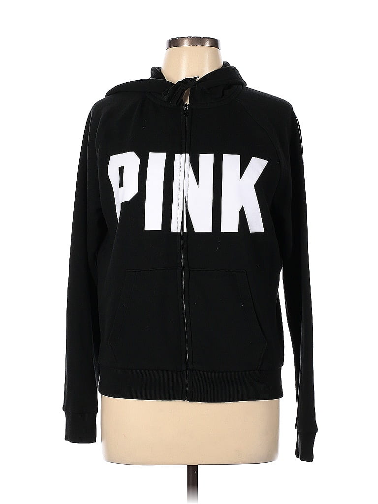 Victoria's Secret Pink Black Zip Up Hoodie Size L 54 off thredUP