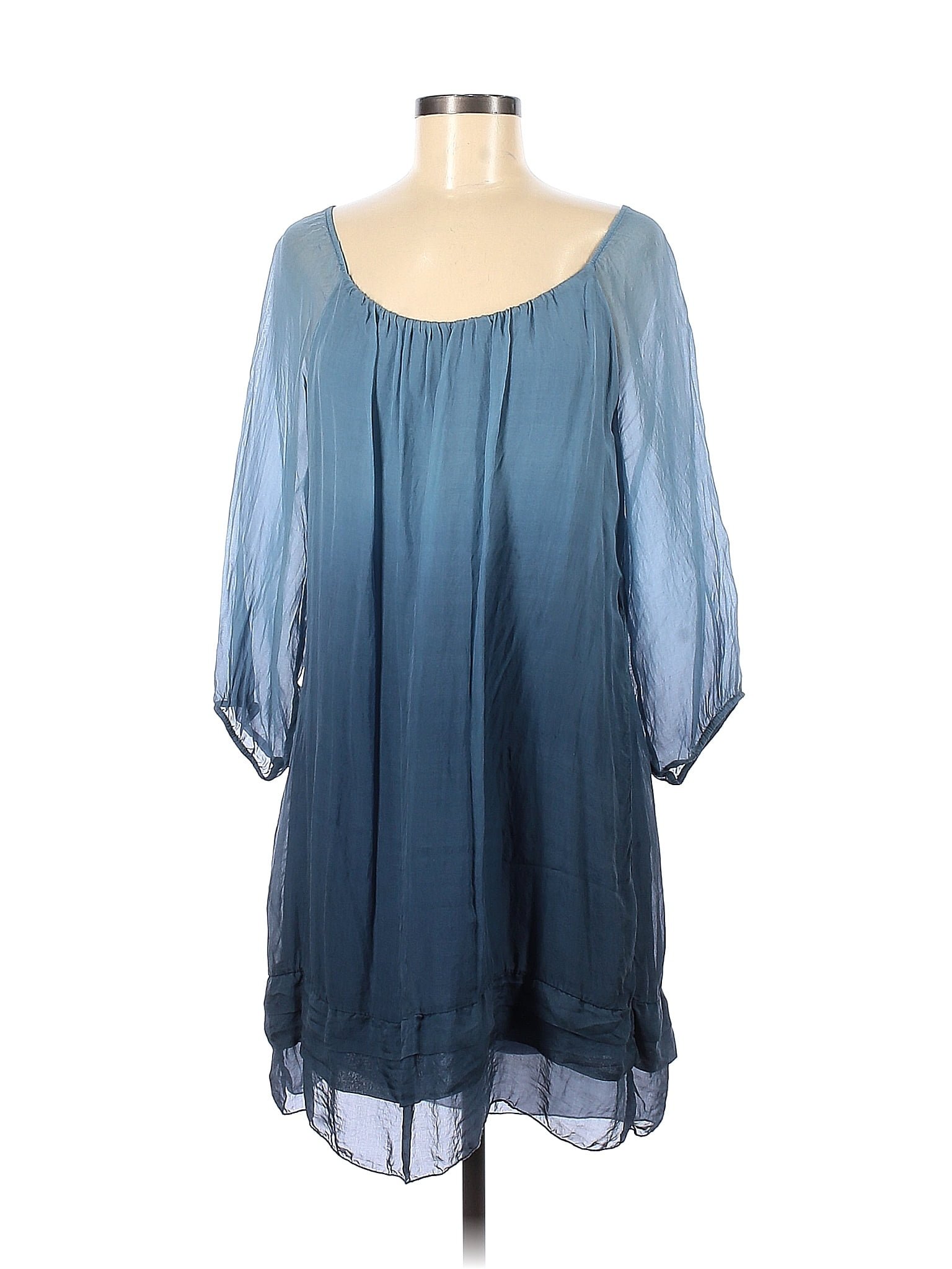 Prontomoda Giusy 100% Silk Blue Casual Dress Size M - 73% off | ThredUp