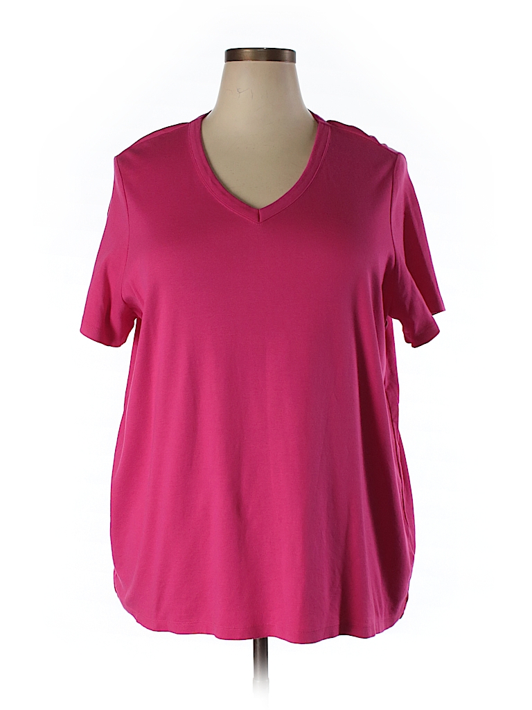 Lands' End 100% Cotton Solid Pink Short Sleeve T-Shirt Size 3X (Plus ...