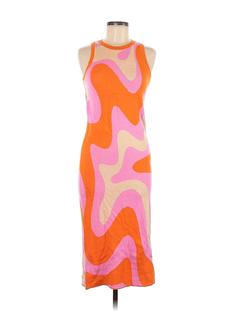 Wild Fable Graphic Color Block Chevron Orange Casual Dress Size M - photo 1