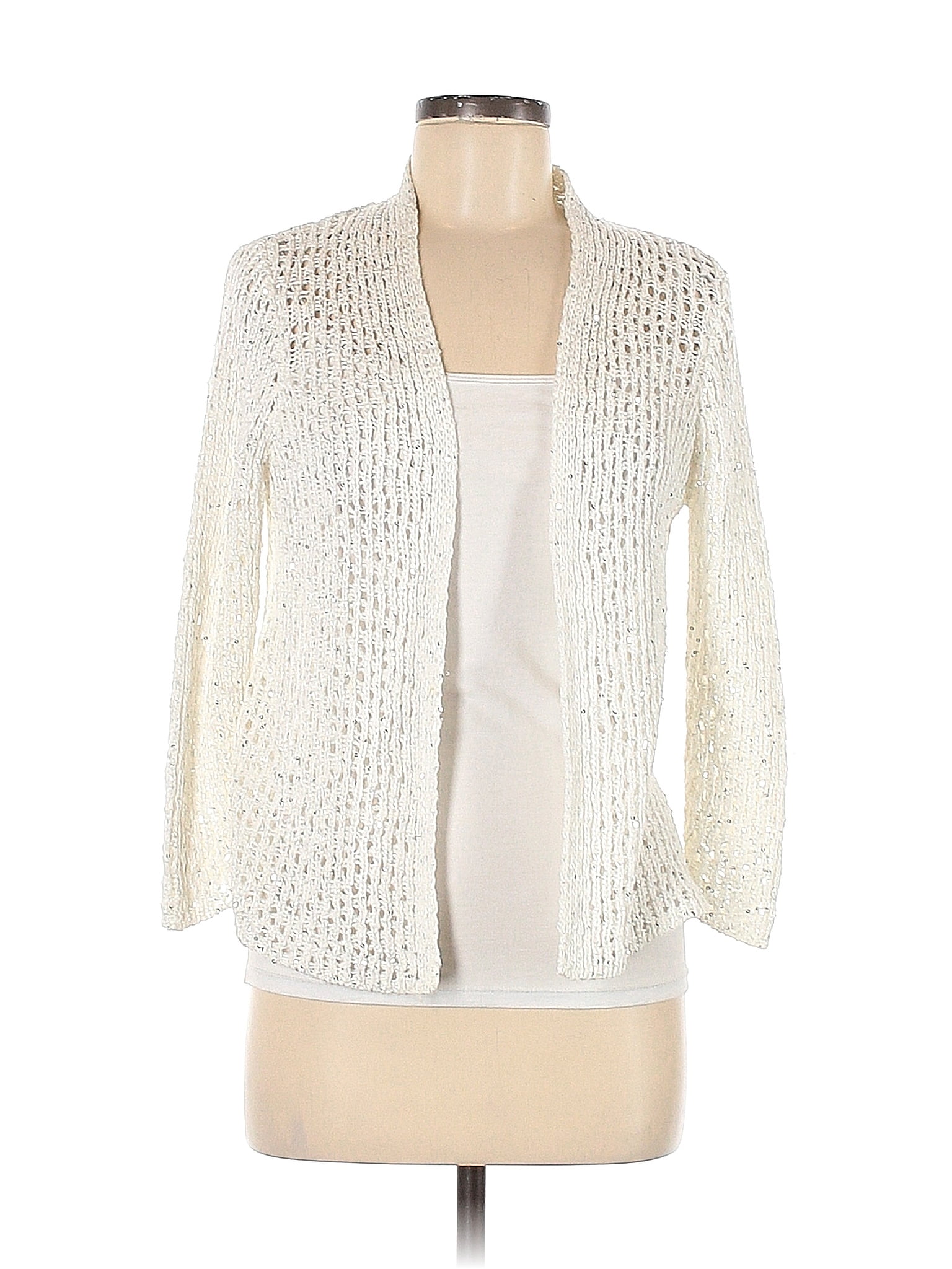 Grace Elements Color Block Solid Ivory Cardigan Size M - 62% off | thredUP