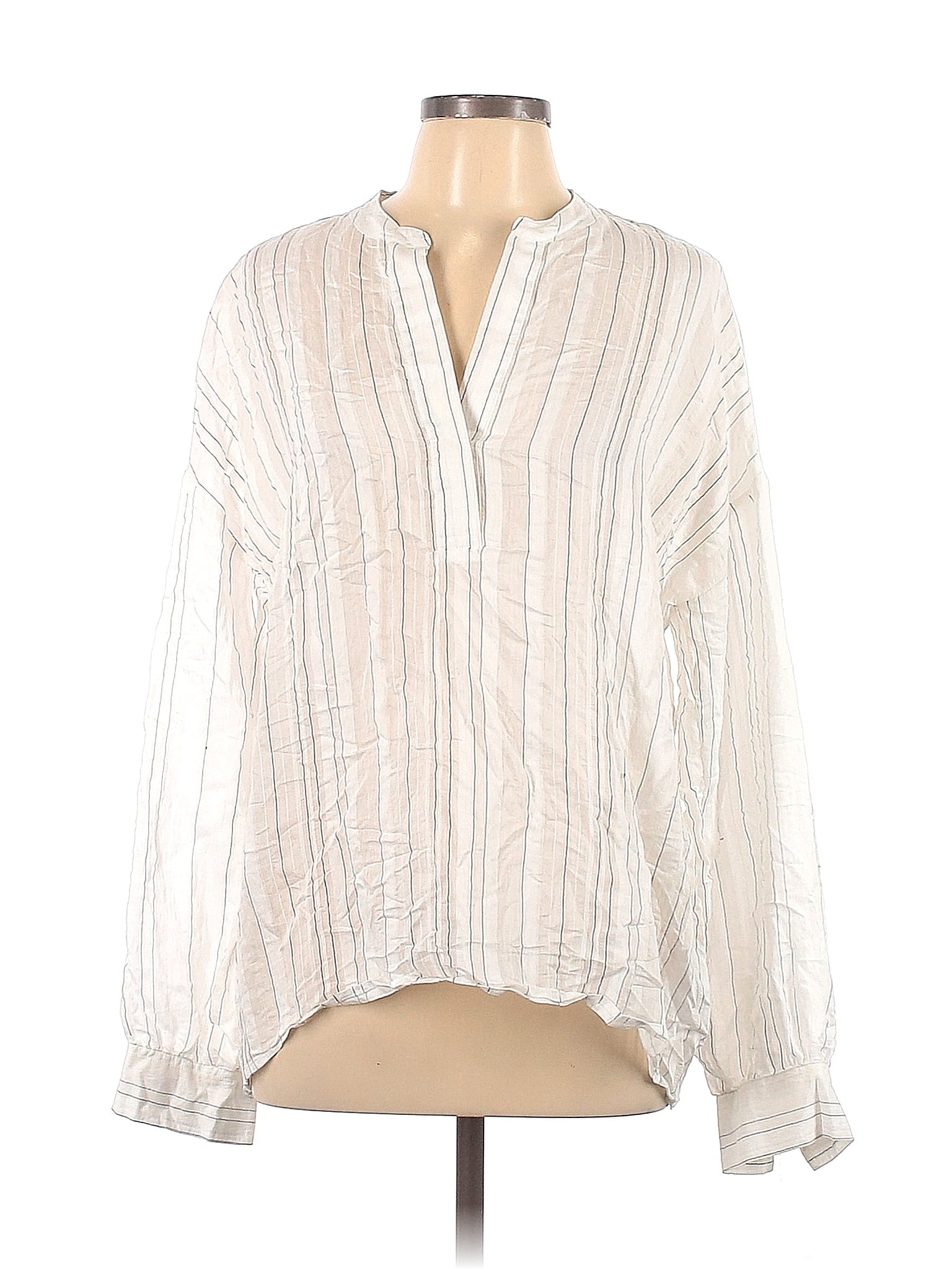 Vince Stripes White Ivory Long Sleeve Blouse Size Xl 82 Off Thredup