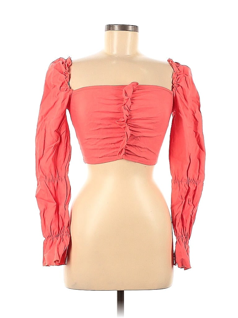 Pre-owned Prettylittlething Long Sleeve Blouse In Orange
