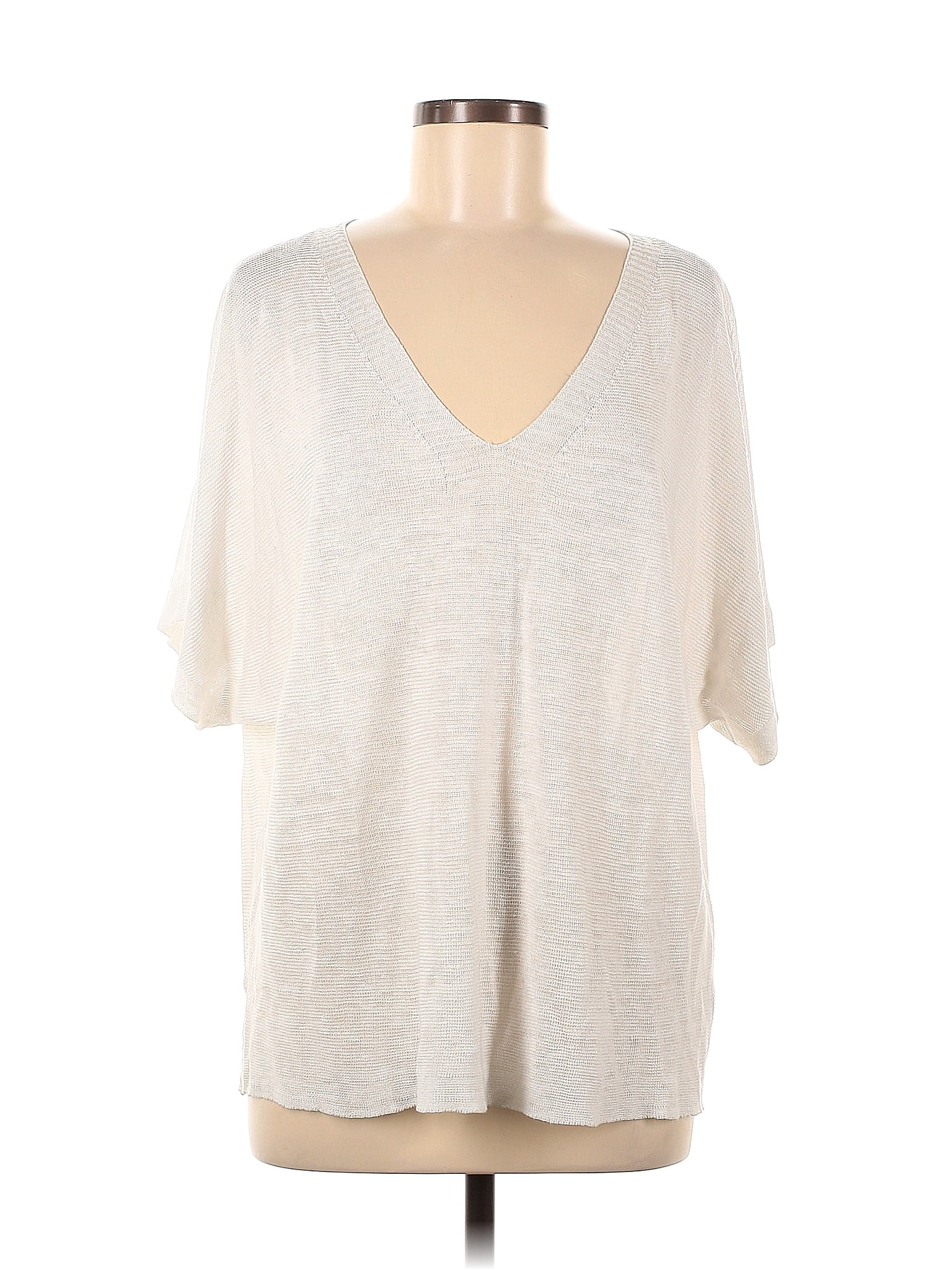 Eileen Fisher 100% Linen Color Block White Pullover Sweater Size M - 73 ...