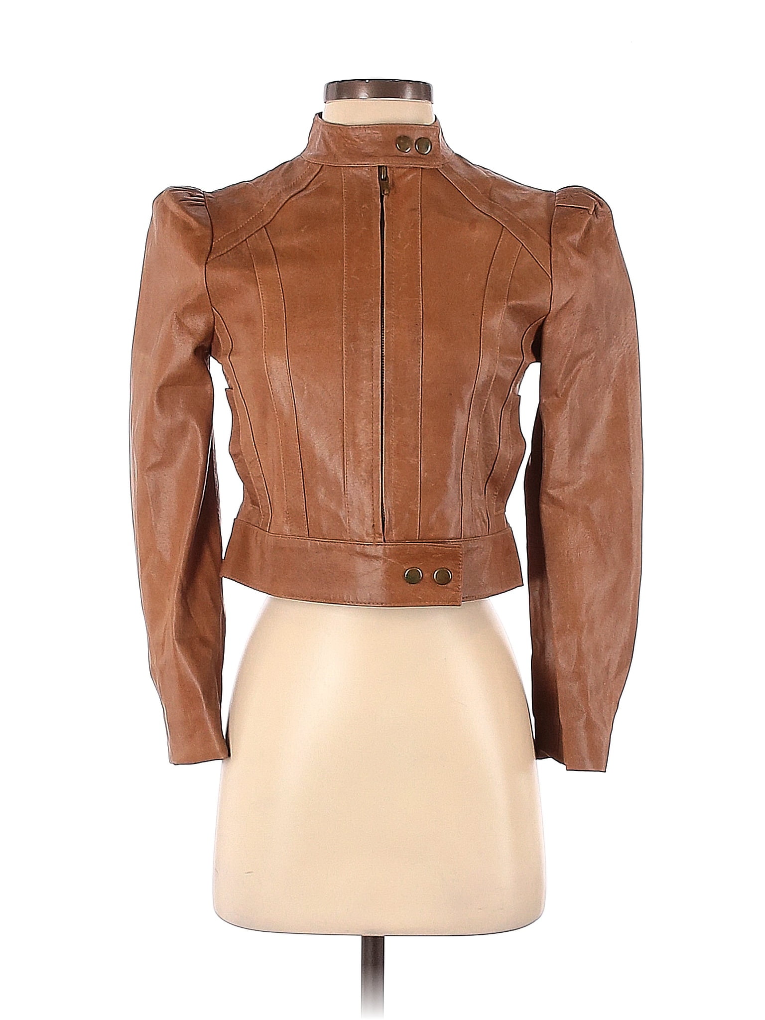 Arden B. 100% Leather Solid Brown Leather Jacket Size XS - 52% Off ...