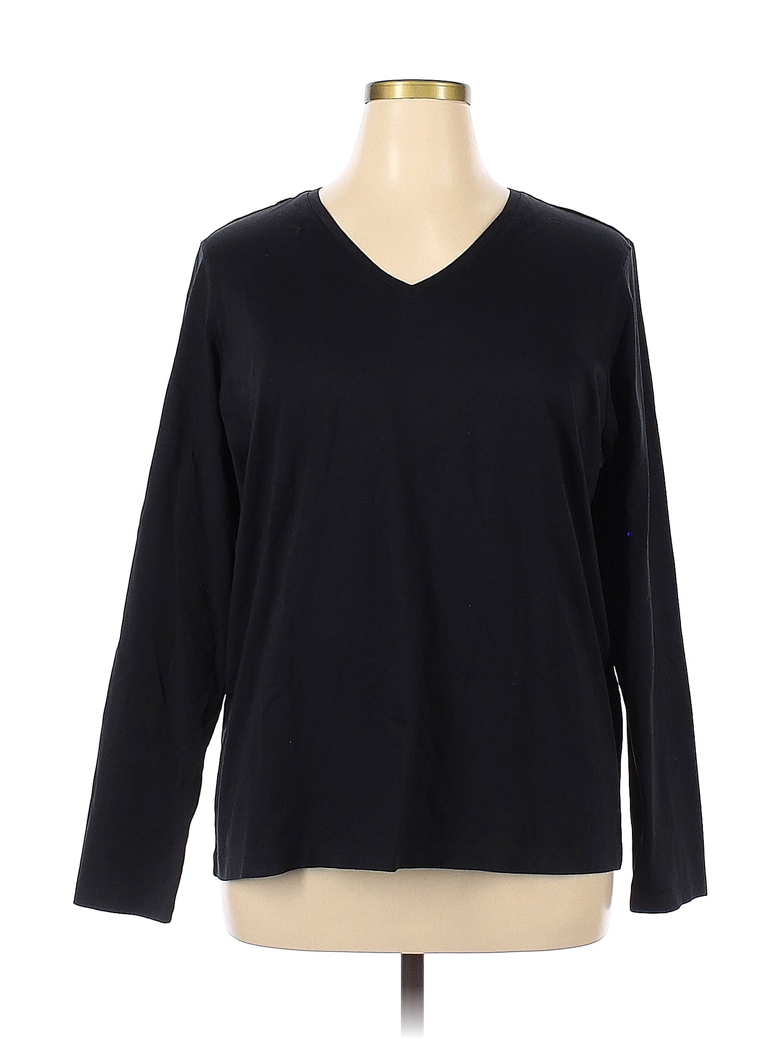 Lands' End 100% Cotton Polka Dots Black Long Sleeve T-Shirt Size XL ...