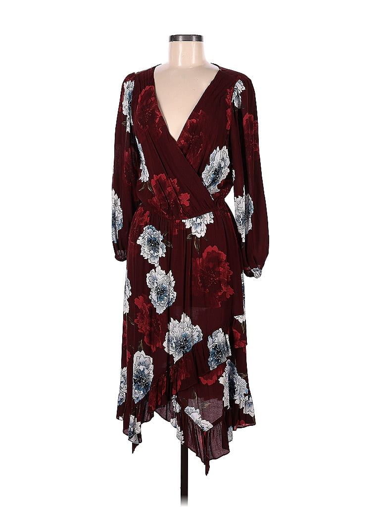 Plenty By Tracy Reese Floral Maroon Burgundy Casual Dress Size M - photo 1