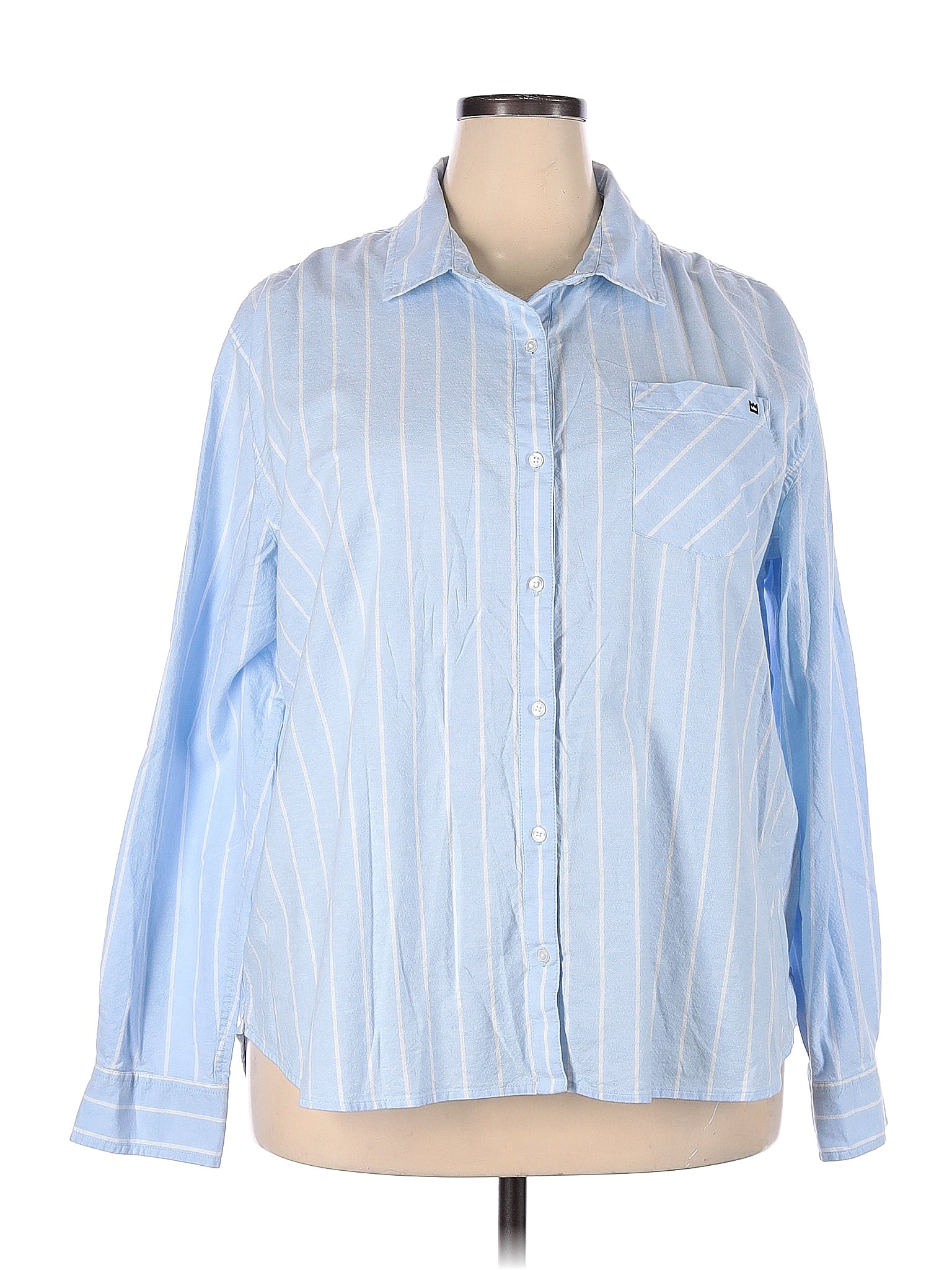 Crown And Ivy Blue Long Sleeve Button Down Shirt Size Xxl 55 Off Thredup