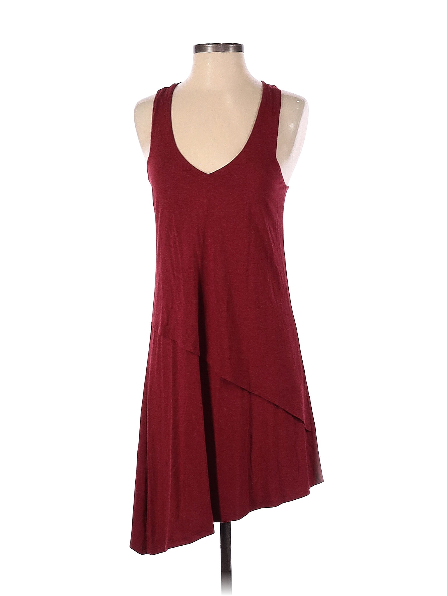 Barneys New York Solid Maroon Burgundy Casual Dress Size Xs 81 Off