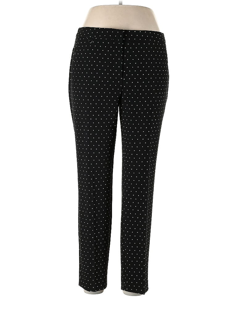 Adrianna Papell Jacquard Hearts Stars Graphic Polka Dots Black Khakis Size 12 - photo 1