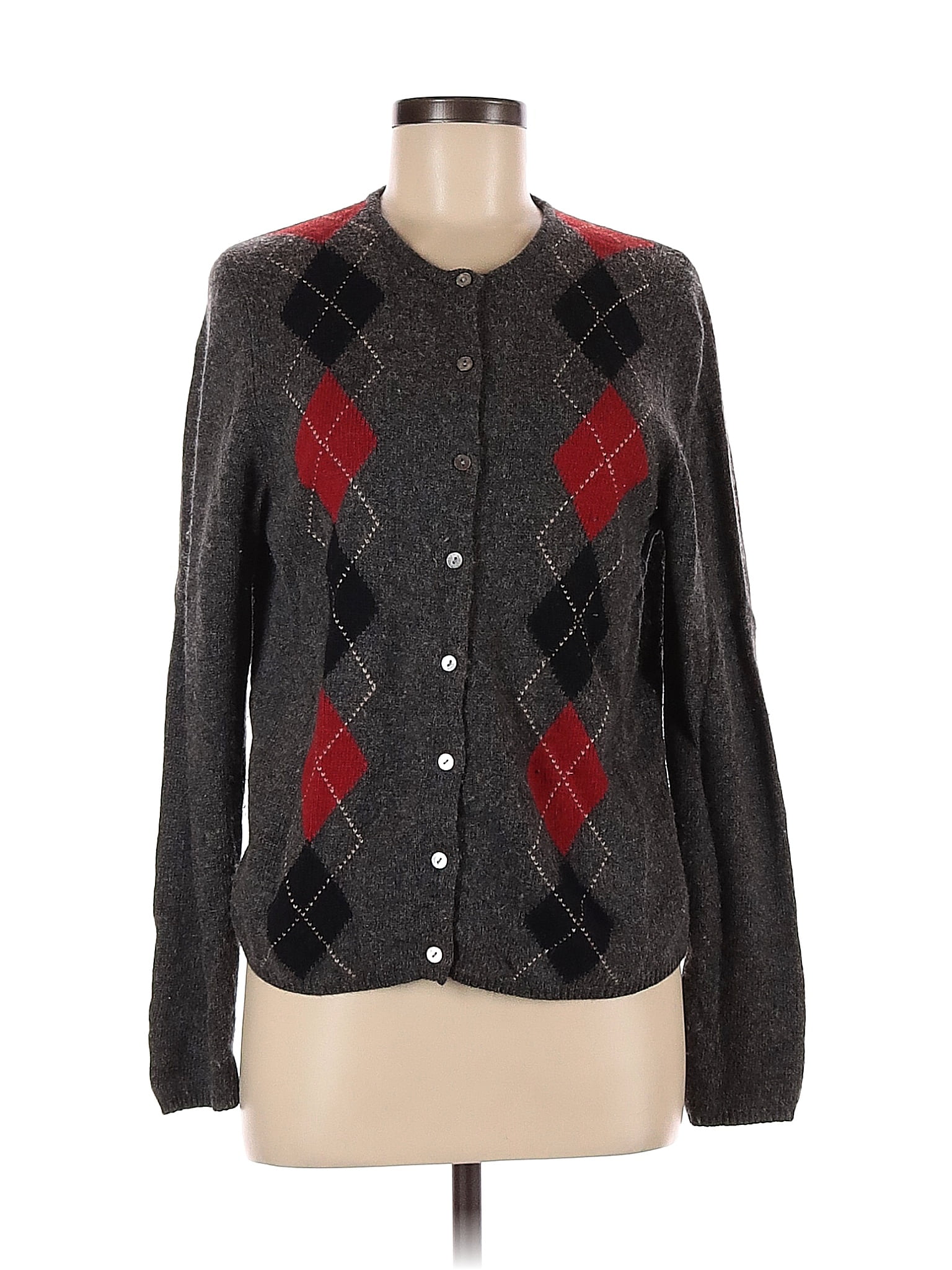 Valerie by Valerie Stevens Checkered-gingham Color Block Gray Cardigan ...