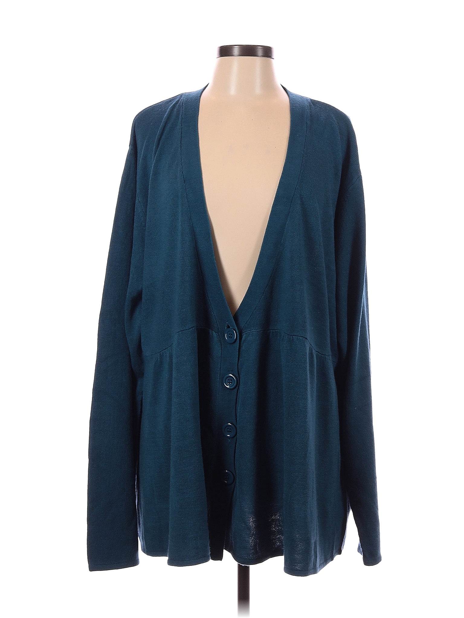 Roaman's 100% Acrylic Teal Cardigan Size 5x (plus) - 73% Off 