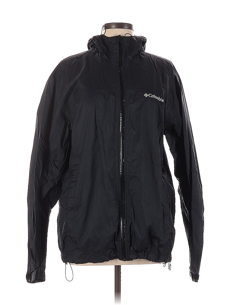 Columbia 100% Nylon Solid Black Windbreaker Size L - 51% off | thredUP