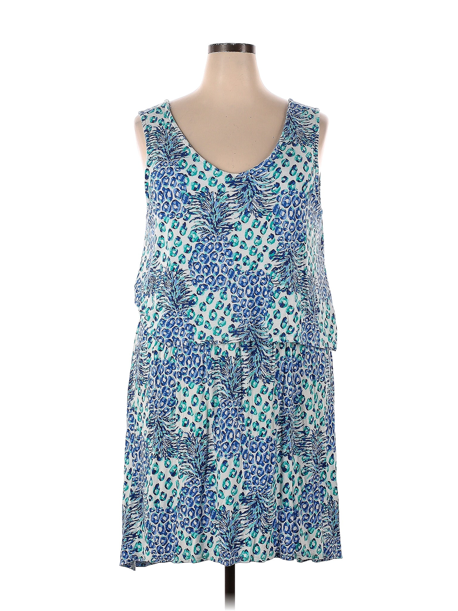 Caribbean Joe Multi Color Blue Casual Dress Size 2X (Plus) - 60% off ...