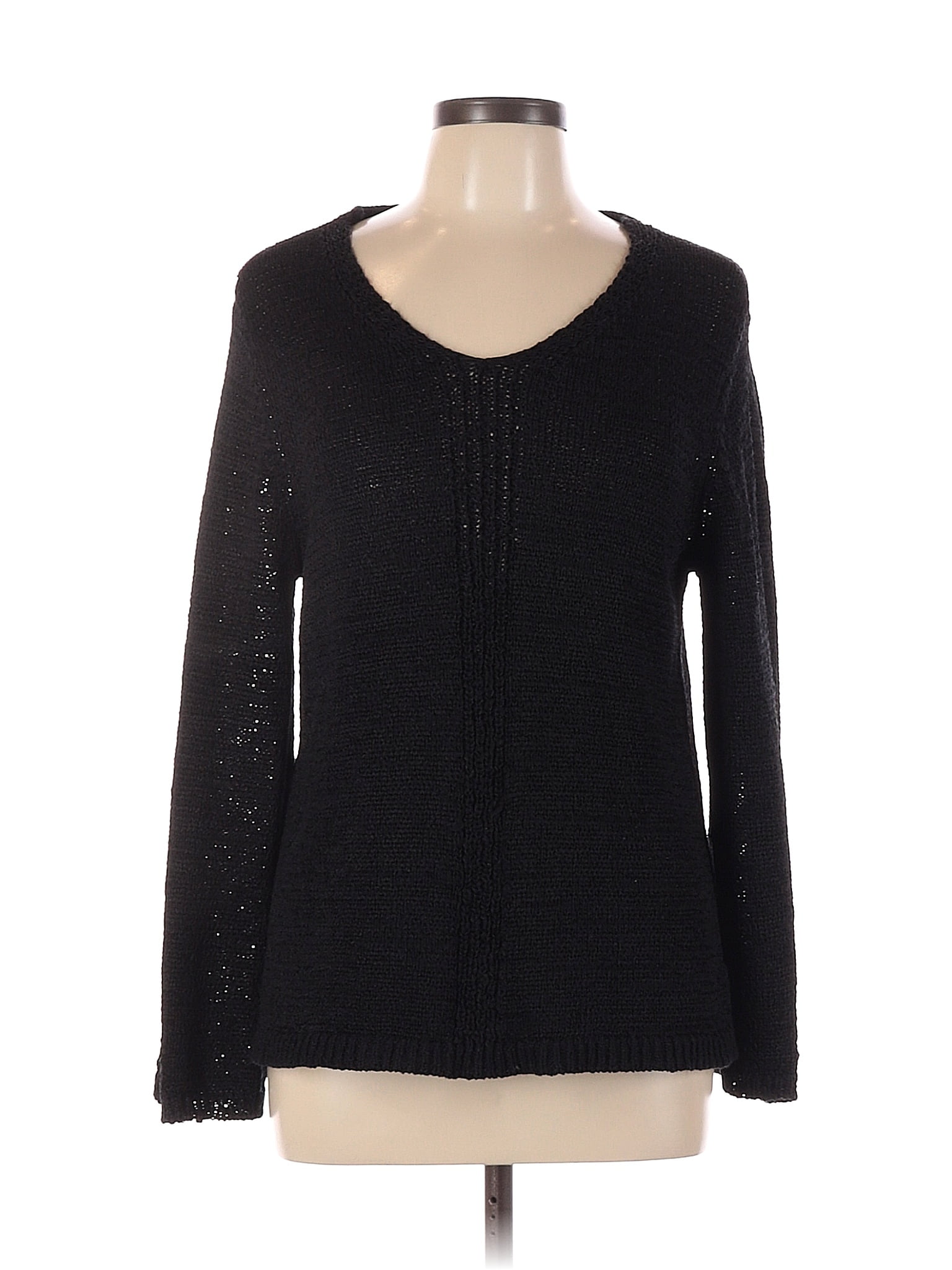 Chico's Color Block Polka Dots Solid Black Pullover Sweater Size Lg (2 ...