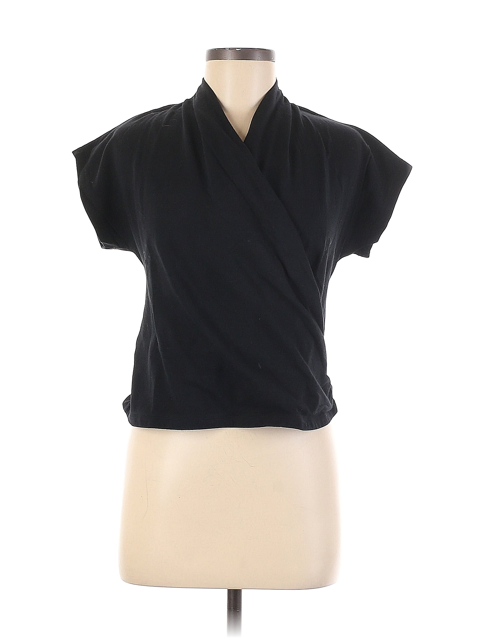 Maeve By Anthropologie Solid Black Short Sleeve Blouse Size M 67 Off