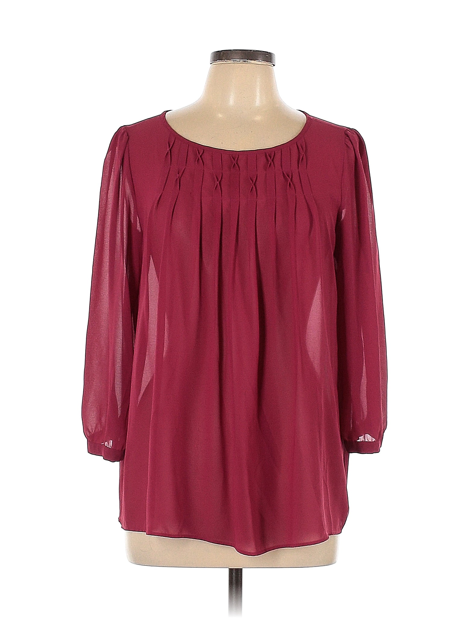 Ann Taylor Loft Maroon Burgundy Long Sleeve Blouse Size L 62 Off