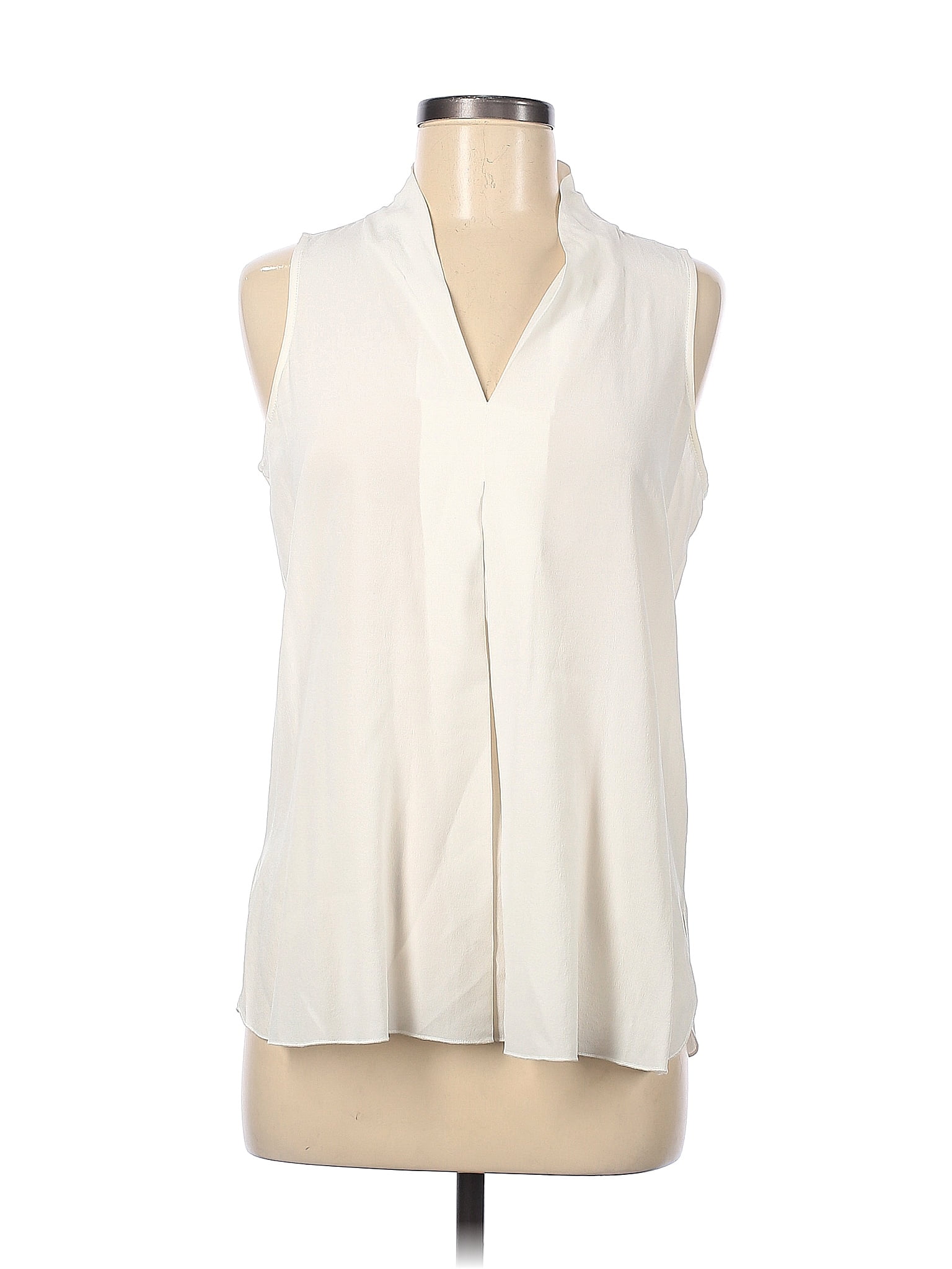 Ecru 100% Silk Solid White Ivory Sleeveless Silk Top Size M - 77% off ...