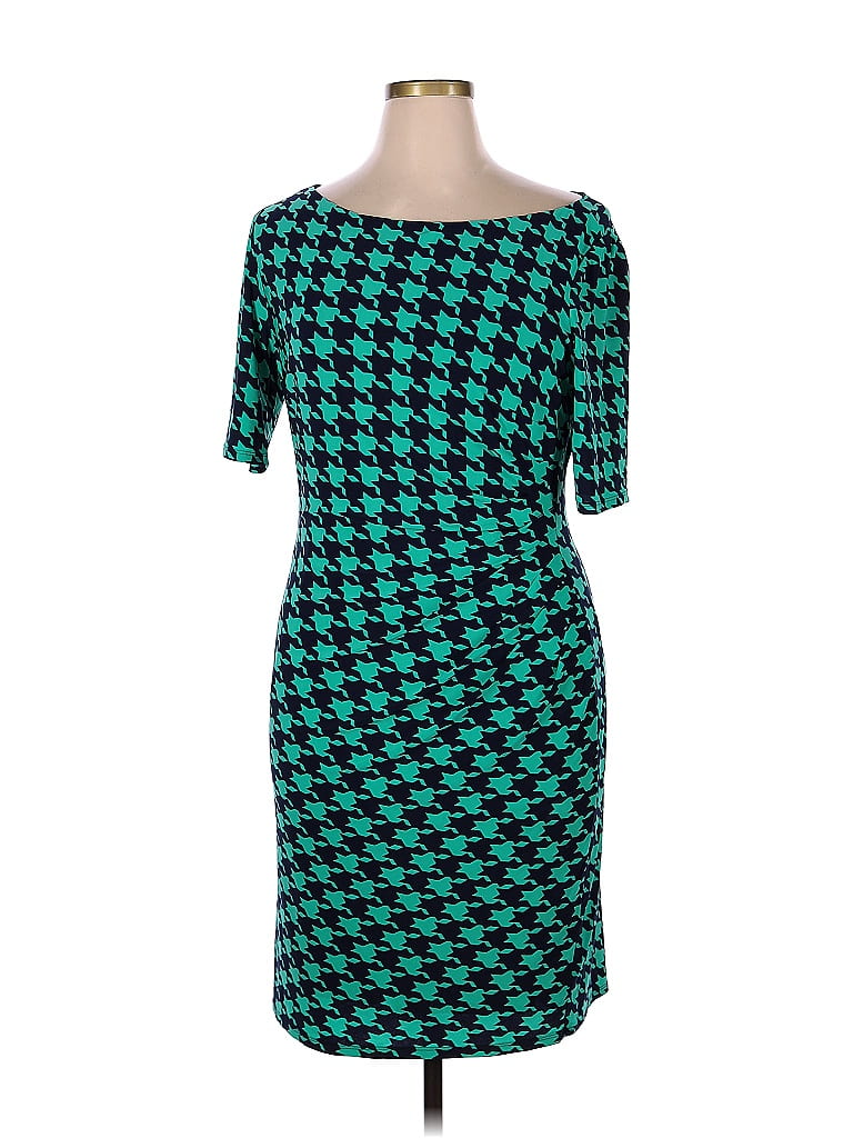 Anne Klein Houndstooth Multi Color Teal Casual Dress Size 14 - 70% off ...